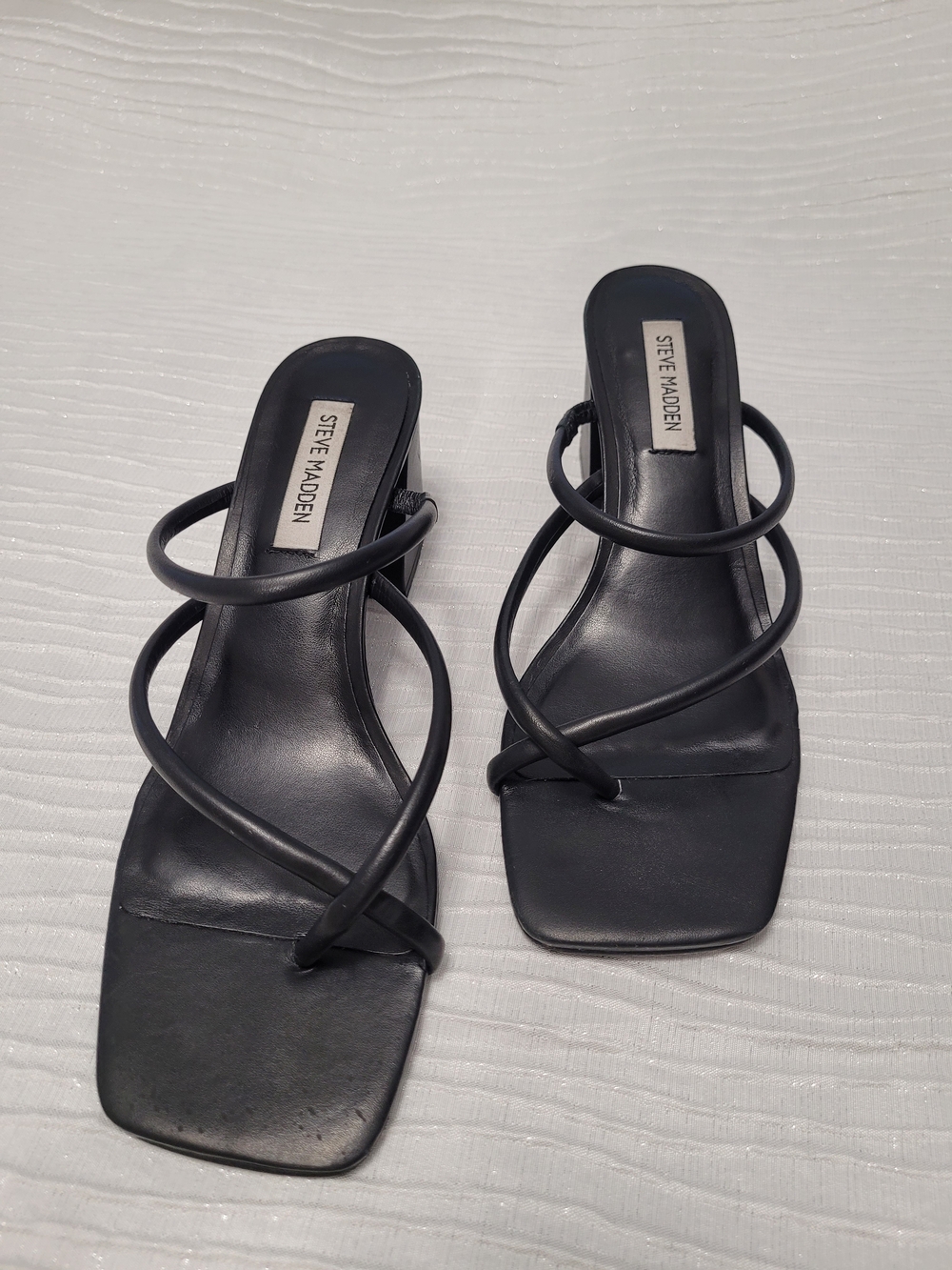 Steve Madden Gemeni Black Strappy Block Heel Sandals